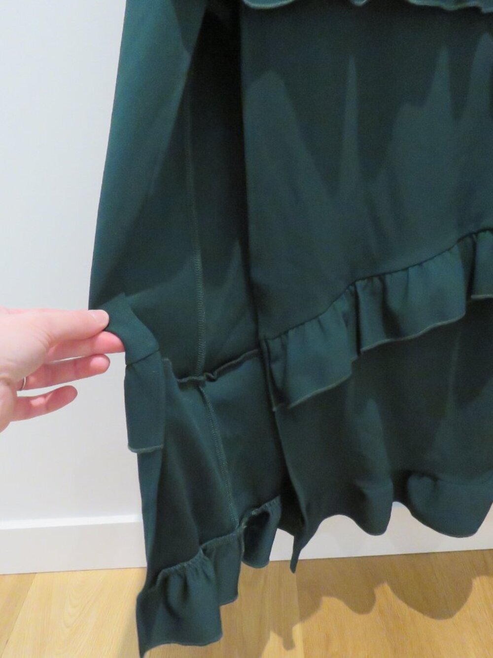 SHOW ME YOUR MUMU Greta Ruffle Midi Dress Emerald Green Sz 1X Wedding Cocktail - Picture 9 of 13